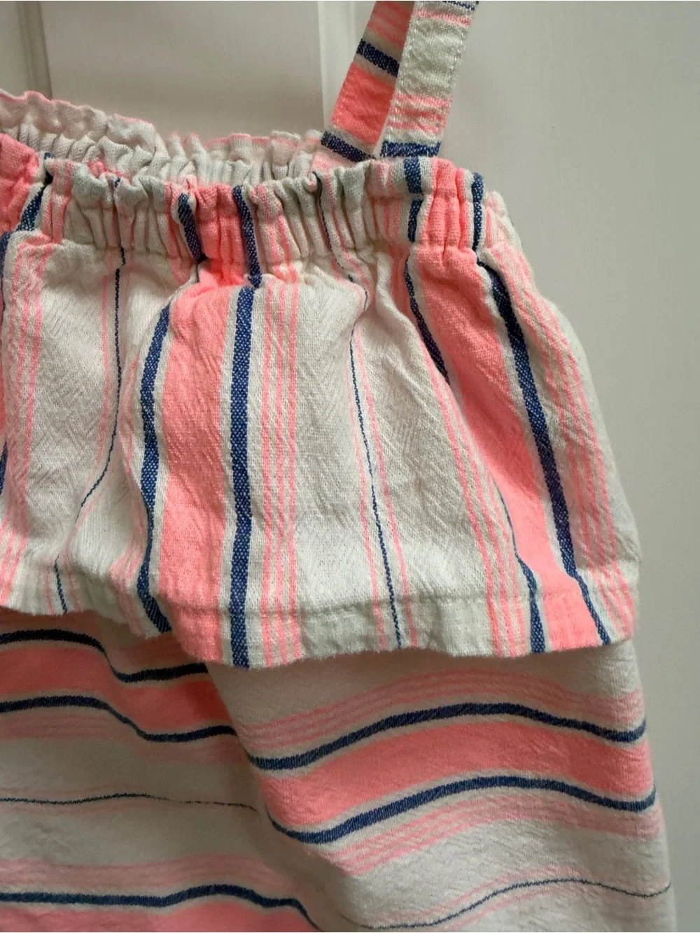 Carter's Kid Girls 4 White Pink & Navy Striped Tiered Tank Top Blouse Shirt